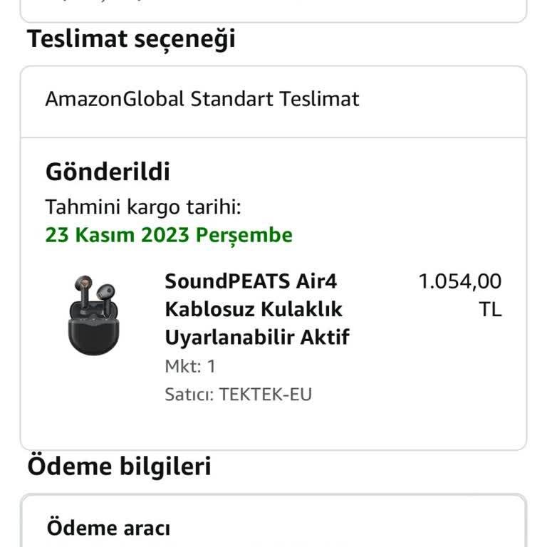 Amazon Soundpeats Air4 Aldığım Ürün Bana Ulaşılmadı