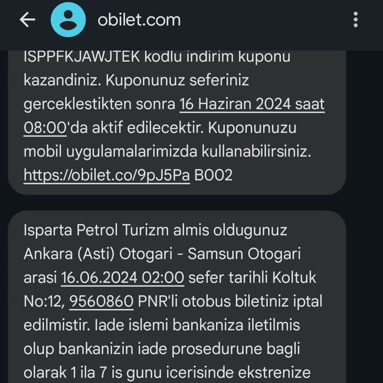 Obilet Bilet İadesinin Gerçekleşmemesi