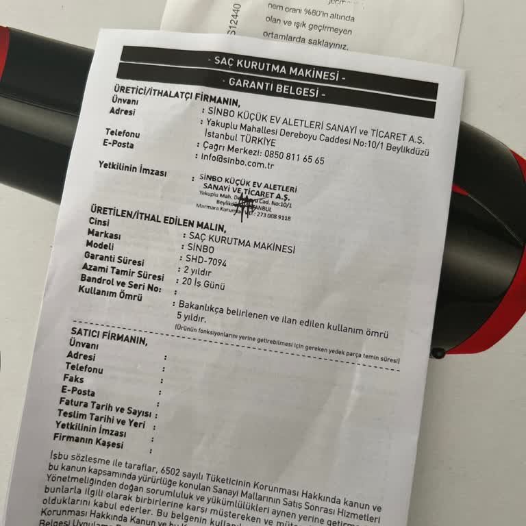 Sinbo Marka Ürün Arıza Talep Formu Açılamıyor