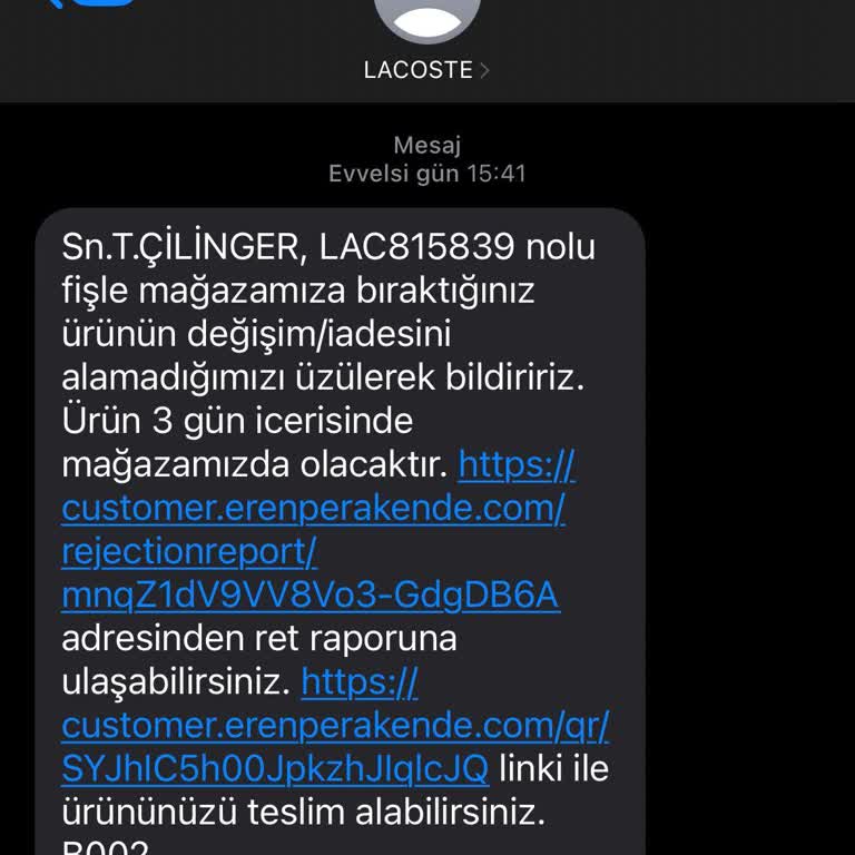 Ankara Ankamall Lacoste Mağazası Ürün Şikayeti