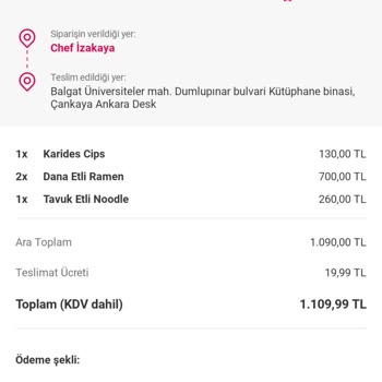 Chef Izakaya Yemek Sepeti'nden Gelen Siparişim Dökülmüş Ve İade Edilmedi