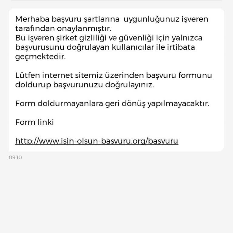İşin Olsun Uygulamasından Link Gönderip Kişisel Bilgilerimi İstediler