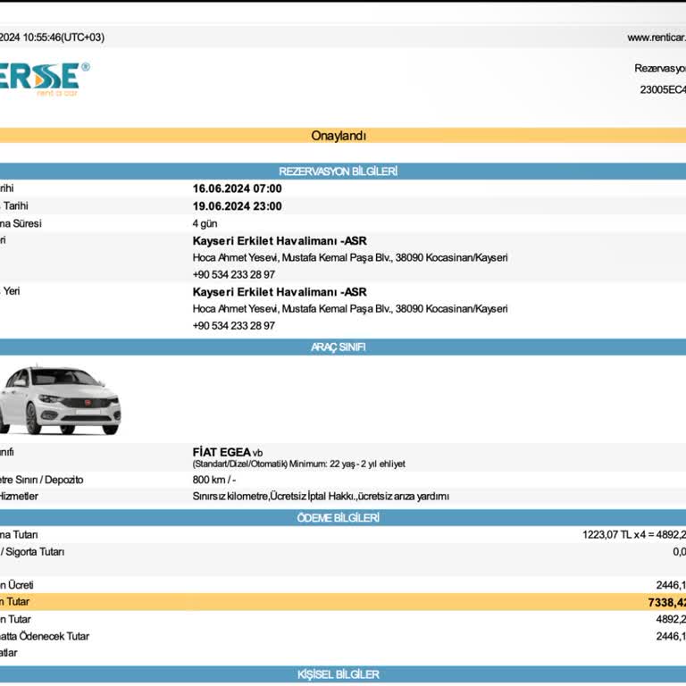 Berse Rent A Car Haksız Tek Yön Tahsilatı