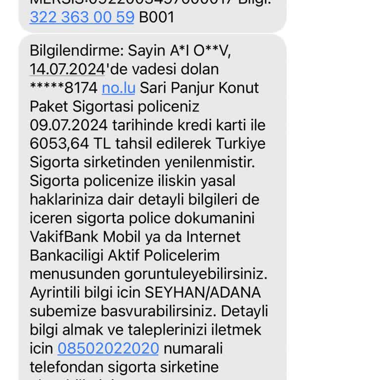 VakıfBank Sarı Panjur Sigorta Poliçesi
