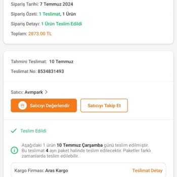 Aras Kargo Tarafından Teslim Edilmeyen Ürünün Teslim Edilmiş Görünmesi