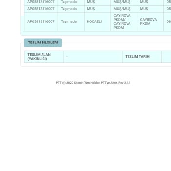 . Kargo PTT Çayırova Atatürk Mh