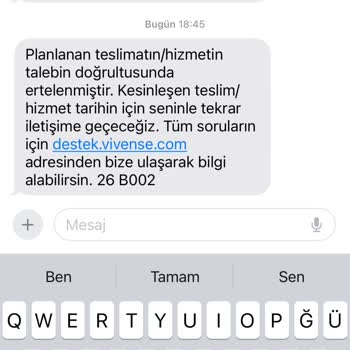 Vivense Kırık Masa Takımı İçin Aylardır Bir İşlem Yapmadı