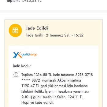 Boyner Online Sipariş Pişmanlığı