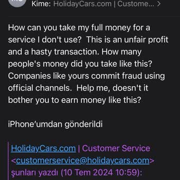 Holiday Cars Rezervasyon Ve Para İadesi Sorunu