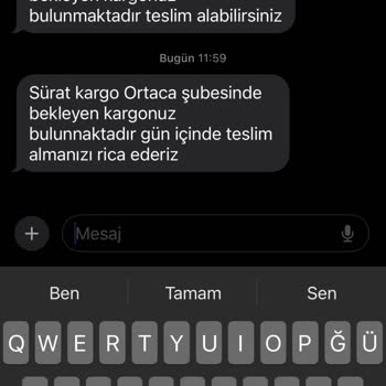 Sürat Kargo'nun Adrese Teslim Kargoyu Gelin Alın Demesi Sorumsuzluk