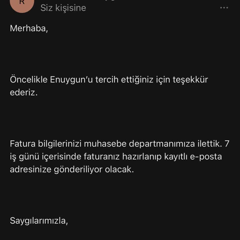 Enuygun Faturamı Göndermiyor