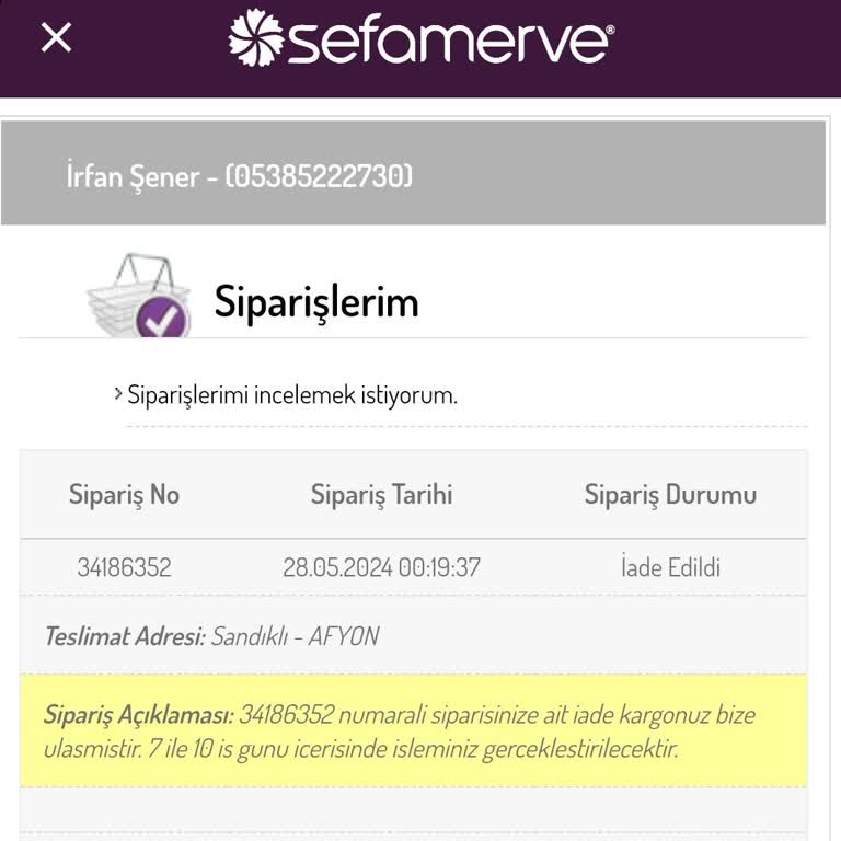Sefamerve Ücret İadesi Bir Türlü Tarafıma Yapılmadı
