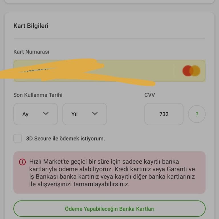 Trendyol Hızlı Market Ödeme Yöntemi Sorun Yaşadım