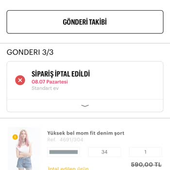 Pull and Bear Siparişlerim Arasından Ürünüm İptal Edilmiş Stokta Hala Görünüyor