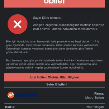 Metro Turizm Metro Ve Obilet Firması Para İademi Yapmıyor