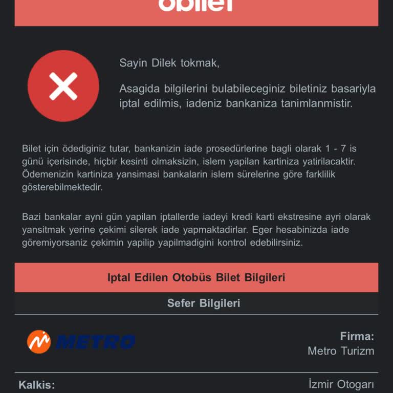 Obilet Ücret İadesi Yapılmıyor