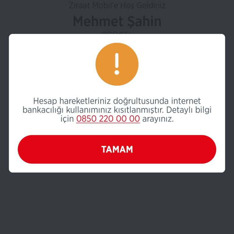 Ziraat Bankası İnternet Bankacılığı Kısıtlaması