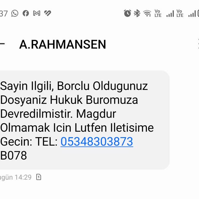 A.RAHMANSEN (SMS) Şikayet A. Rahmansen