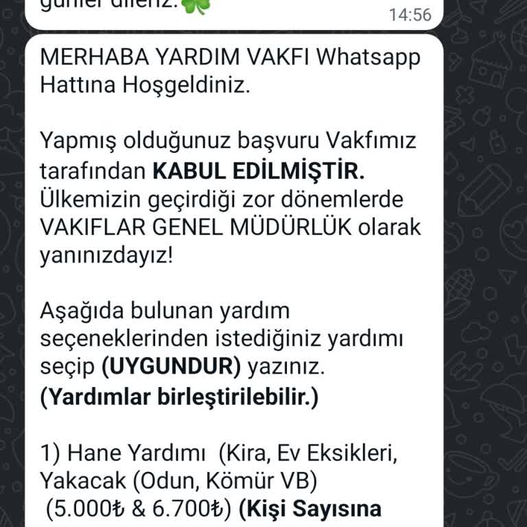 Vakıflar Genel Müdürlüğü Yardım Başvurusu Sonucu