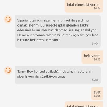 Trendyol Yemek Sipariş İptalinde Yaşanan İletişim Sorunu