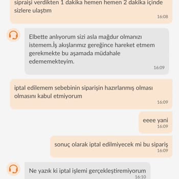 Trendyol Yemek Sipariş İptalinde Yaşanan İletişim Sorunu
