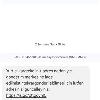Kargo Adres Sorunu Nedeniyle Kargo İadesi Hakkında Şikayet