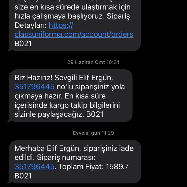 Class Üniforma Class Uniforma Ücret İadesi Yapmıyor