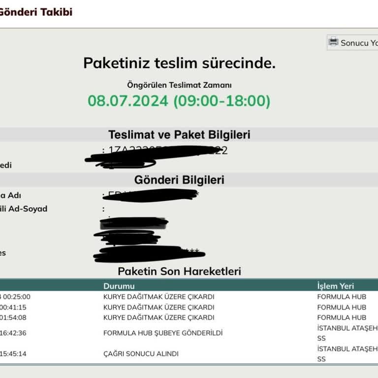 UPS Türkiye Siparişim Teslim Edilmiyor