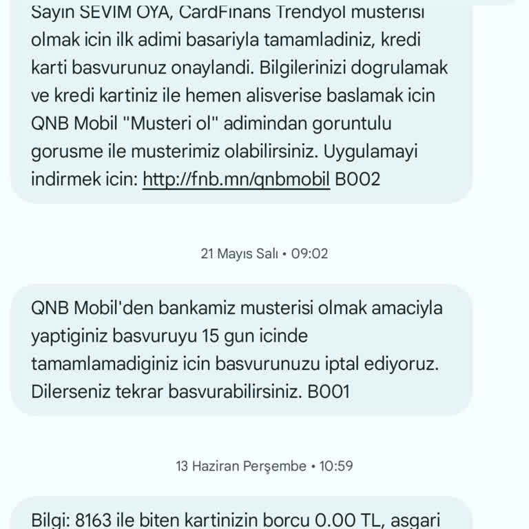 QNB Finansbank Kredi Kartı Gönderme Sorunu