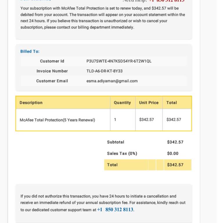 Mcafee Abonelik Yenileme Maili