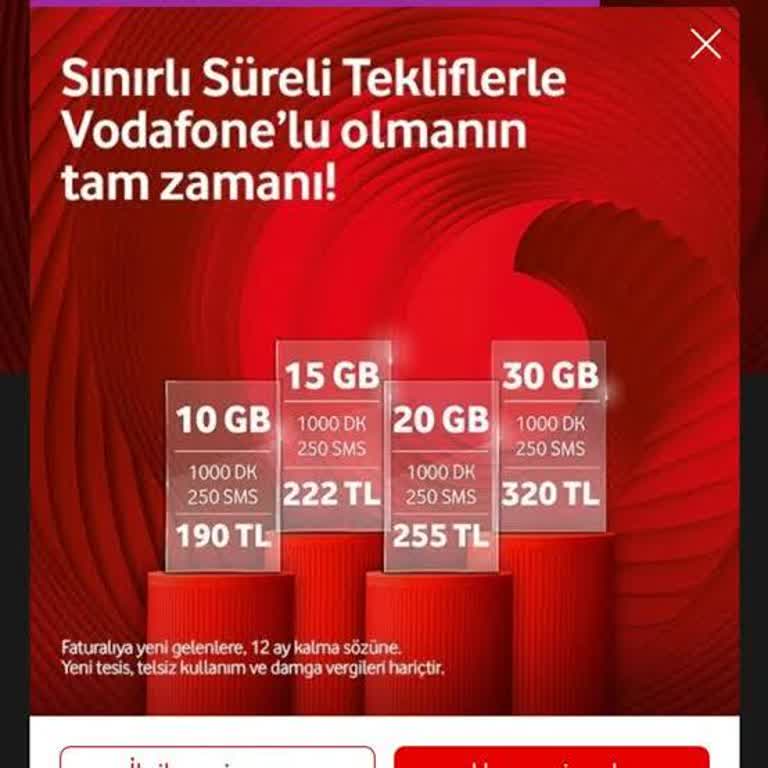 Vodafone Talepte Bulunmadığım Paket