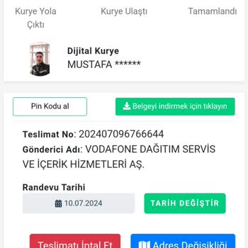 Dijital Kurye Teslimat Edilmeyen Ürün