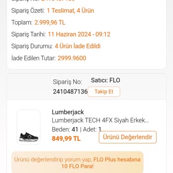 FLO Mağazası Online Mağazasından Aldığım Siparişi İptal Etti.