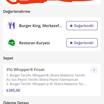 GetirYemek Para İadesi Yapmadılar. Önce Ye Sonra Neden Yedin.