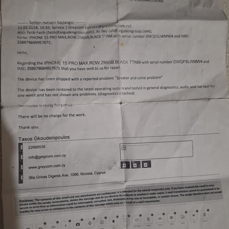 Kktcell Kktcel'den Alınan Iphone15 Promax İade İşleminin Yapılmaması