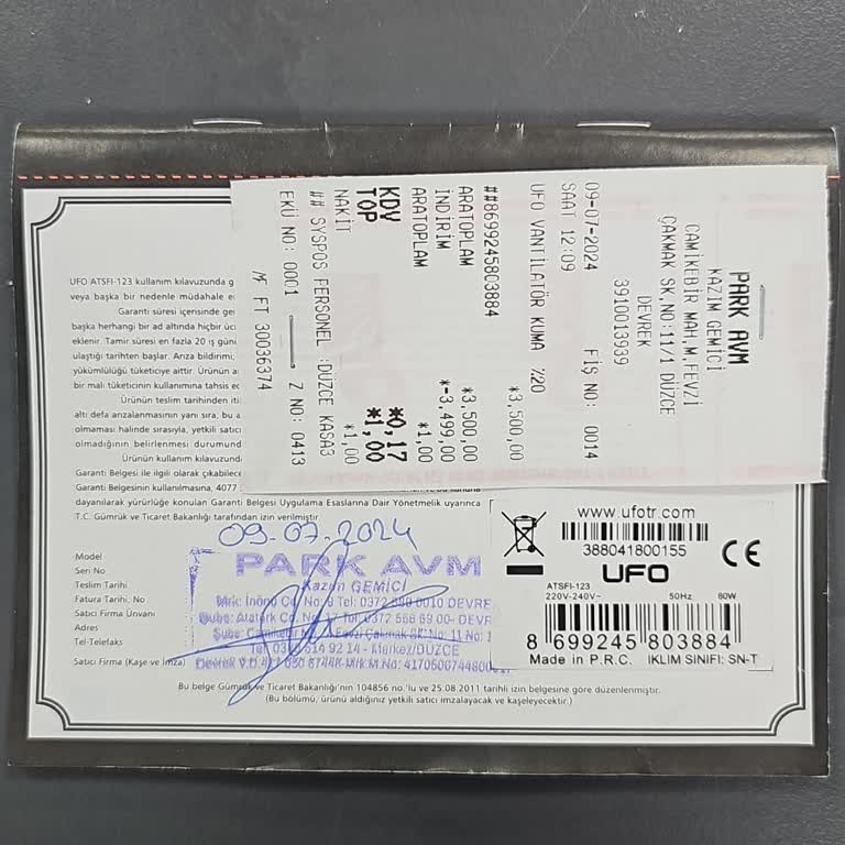 UFO Vantilatör Arızası Ve Firmanın Sahip Çıkmaması