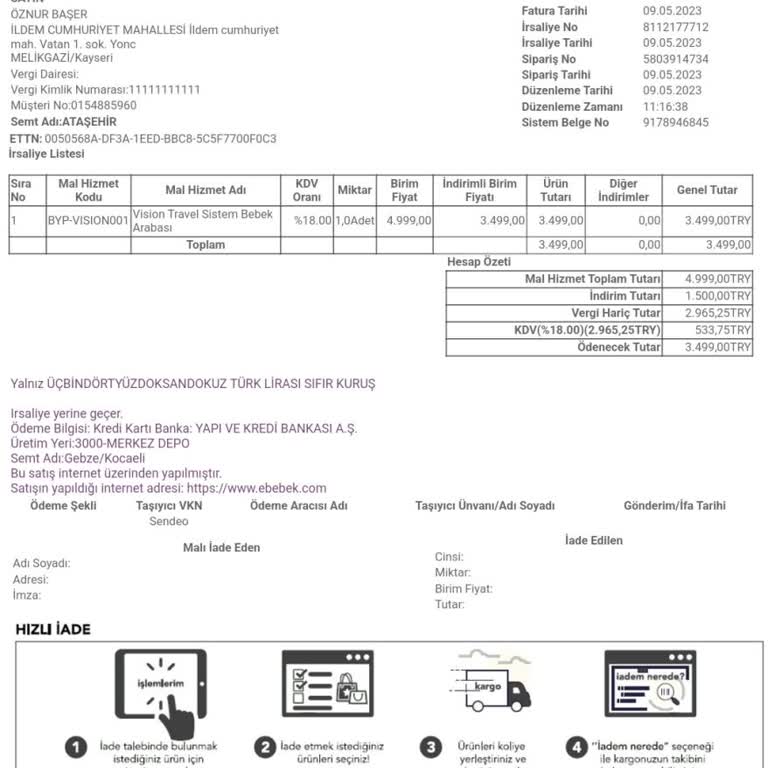 ebebek Tamir Olmayan Bebek Arabası