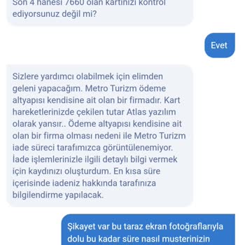 Obilet Metro İadesi Hk.