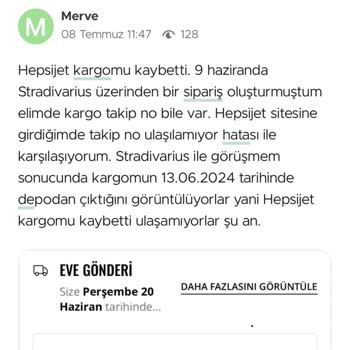 Hepsijet Stradivarius Siparişimi Kaybetti Ulaşılamıyor