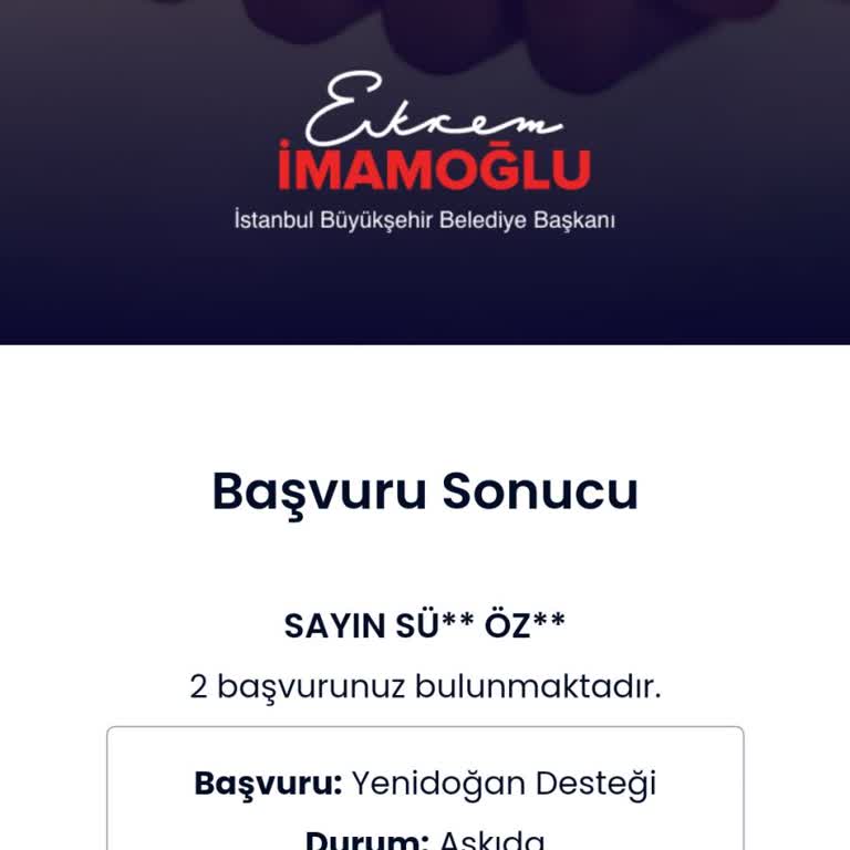 İBB - İstanbul Büyükşehir Belediyesi Destek Paketi Başvurusu Durumu