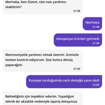 Getir Kampanya Ürününün Gelmemesi
