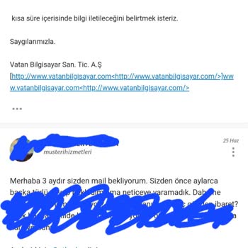 Vatan Bilgisayar Garanti Kapsamında Ürünün Para İadesi Yapılacak Dendi Ama Yapılmadı.