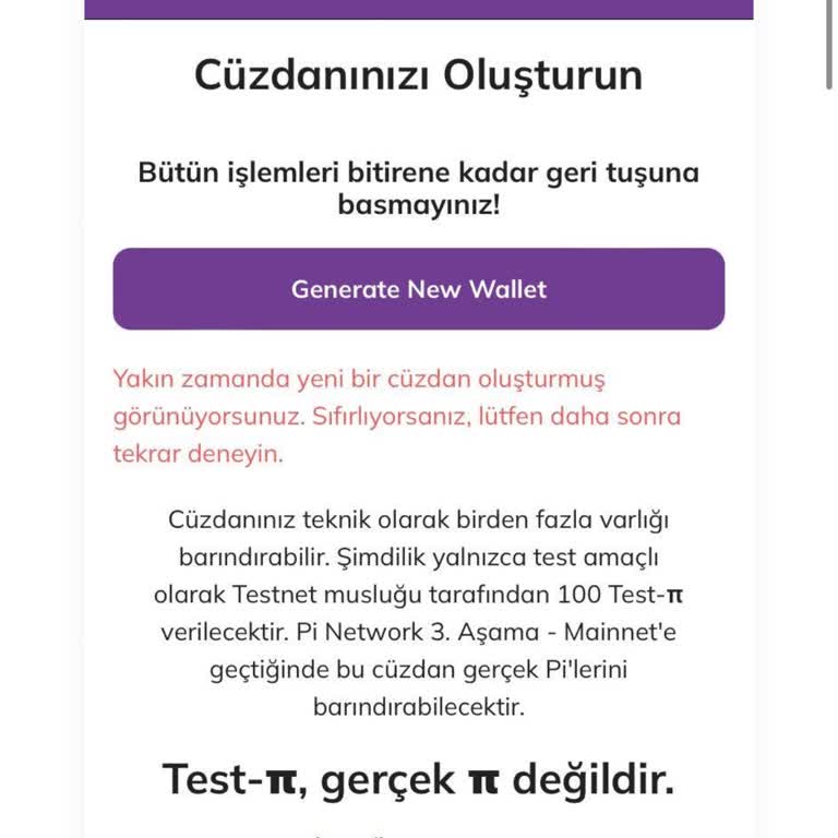 Pi Network Pi Browser Cüzdan Şifresi Verilmeden Cüzdan Oluşturuldu, Şifre Yok