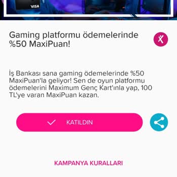 İş Bankası MaxiPuan Kampanyalarının Puanlarını Vermiyor.