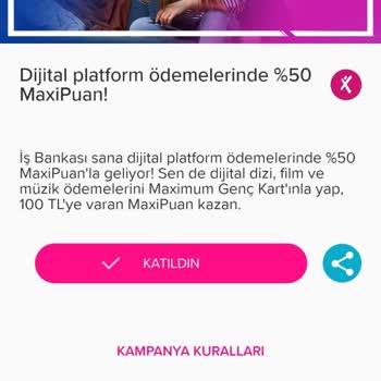 İş Bankası MaxiPuan Kampanyalarının Puanlarını Vermiyor.
