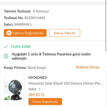 Sürat Kargo Ürünümü Bana Telsim Etmedi