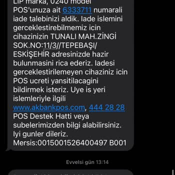 Akbank Pos Cihazını Adresten Almıyor