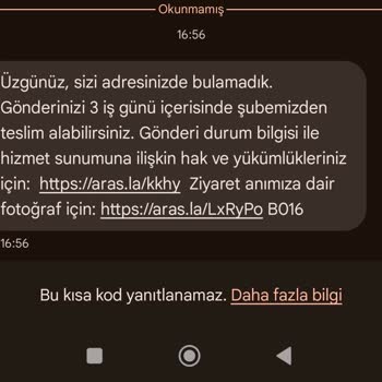 Aras Kargo Teslimat Sorunu Ve Şubenin Kapalı Olması