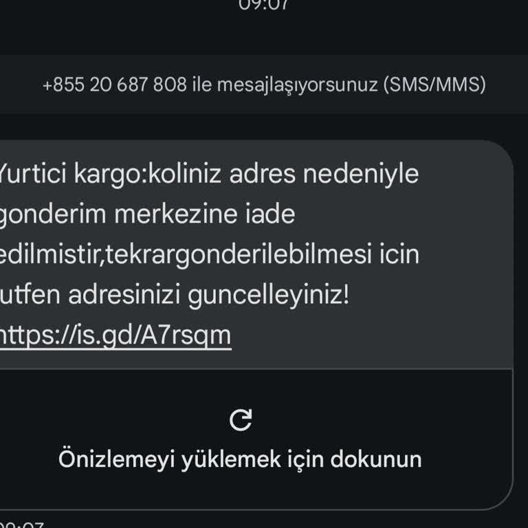 Kargo Mesaj Kutuma Gelen Asılsız Mesaj
