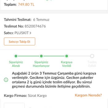 Sürat Kargo Ürünler Teslim Edilmiyor
